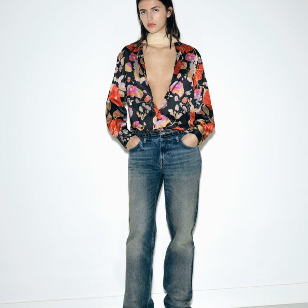 NWT ZARA Multicolored Collared Shirt  Size M